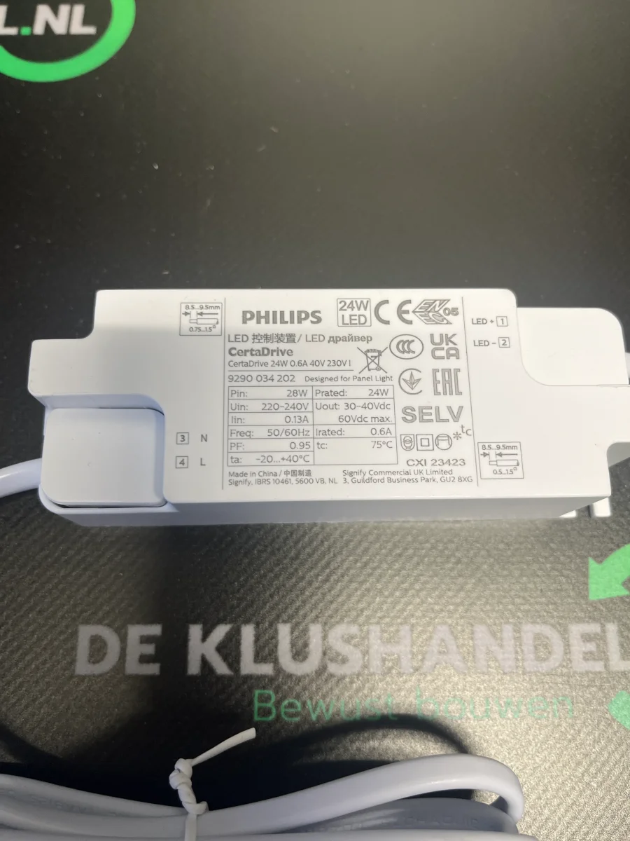 Driver PHILIPS Certadrive 220-240V Output 30-40V 600mA 24W - Afbeelding 3