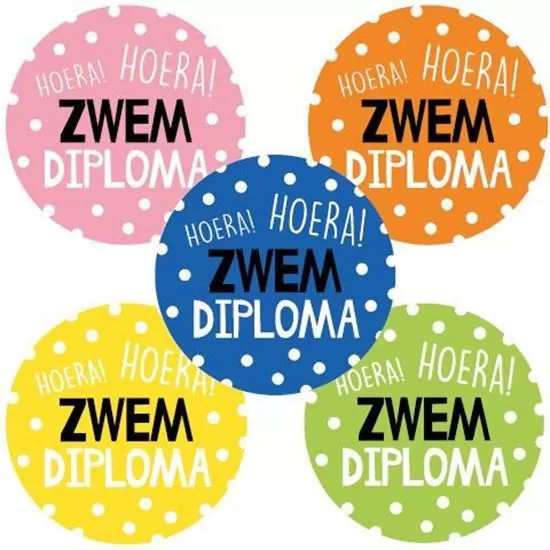 Kadosticker zwemdiploma | gekleurd (5 stuks, assorti) - Afbeelding 2
