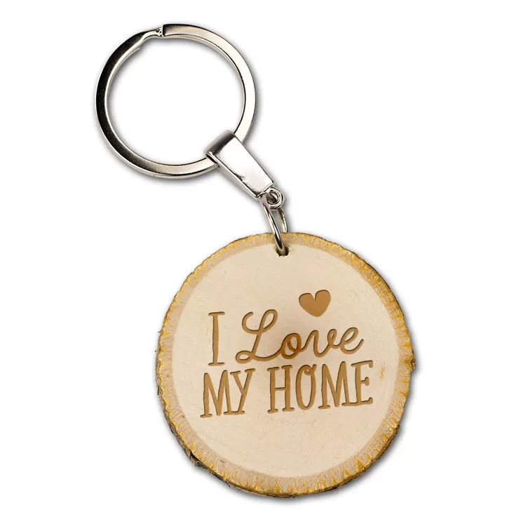 Boomschijf sleutelhanger I love my home - Afbeelding 2
