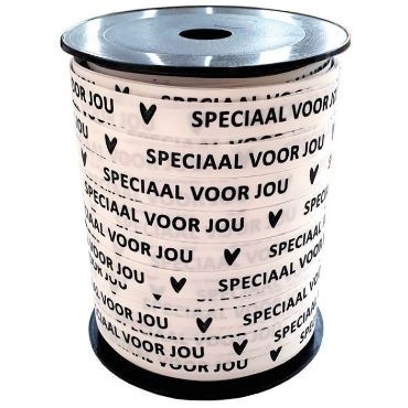 Cadeaulint speciaal voor jou paperlook wit/zwart 10 mm - Afbeelding 2